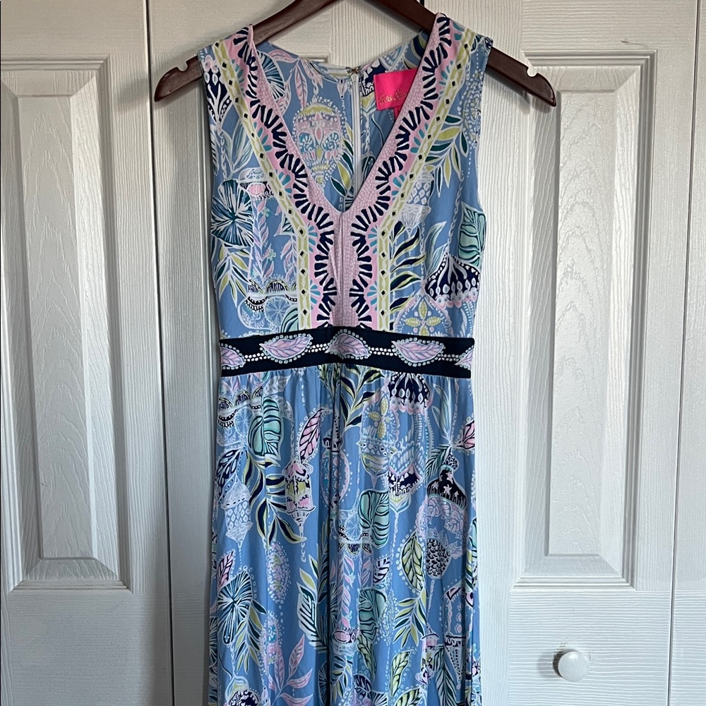 Lilly Pulitzer Blue and Pink Maxi Dress